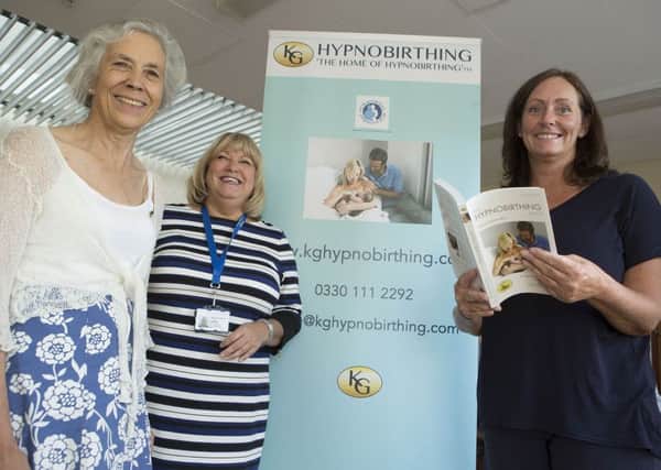 Carol French, midwife at Alnwicks Hillcrest Maternity Unit (right), with Janice McNichol, head of midwifery at Northumbria Healthcare (centre), and hypnobirthing teacher Katharine Graves (left).