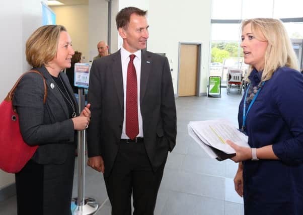 Anne-Marie Trevelyan, Jeremy Hunt and NHS Northumbria's Claire Riley.