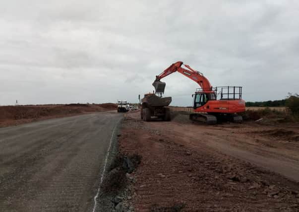 Work being carried out at the Pegswood Moor section of the bypass site.