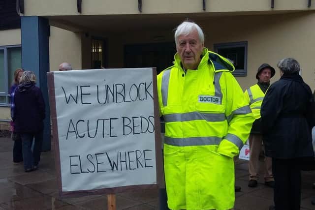 Dr Angus Armstrong, the father of Alexander Armstrong, outside the hospital today.