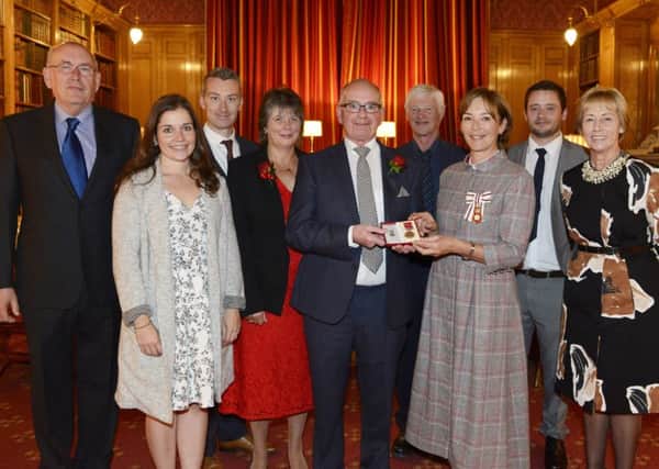 David Carr was presented with a British Empire Medal by the Duchess of Northumberland in a ceremony at Alnwick Castle.
 Picture by Jane Coltman