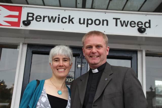Canon Mark Tanner and his wife Lindsay at Berwick Station.
