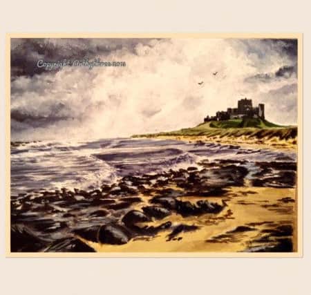 Northumberland does crop up in their work, such as this 'test piece' of Bamburgh Castle by Sarah.