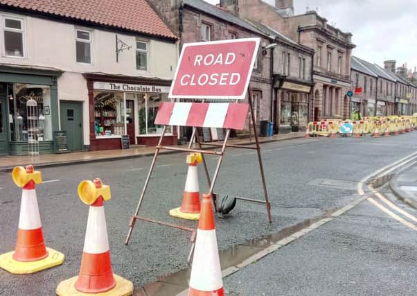 The pavements are being relaid in Wooler.  Picture by Jane Coltman