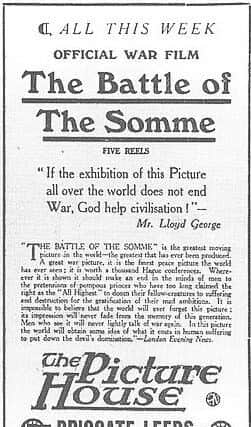 There are two screenings of The Battle of the Somme taking place in Alnwick.