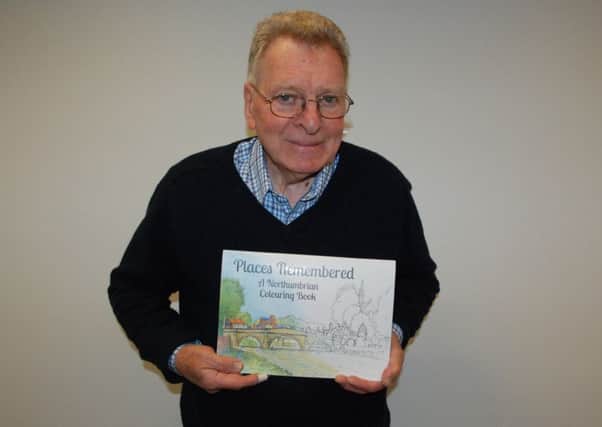 Artist Ivan Webley with his new publication called Places Remembered - A Northumbrian Colouring Book.