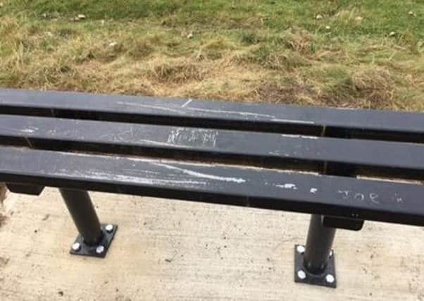 The damaged bench in Amble.