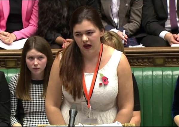 Annabelle Cooper, from Northumberland, speaking in the House of Commons in 2014.