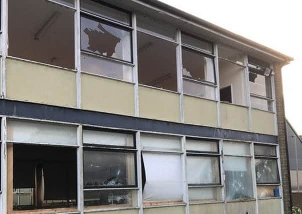 Damage at the former Duchess's Community High School site on Howling Lane in Alnwick. Picture by Gary Pentleton