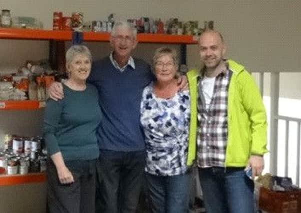 From left, Jan Tuckwell, Ed McElhone, Chris McElhone and Chris Friend, volunteers at the Alnwick District Food Bank.