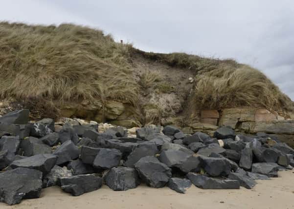 Coastal erosion is seen in the cliffs near Low Hauxley.