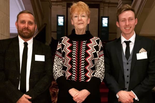 Pc Phil Gibson, Northumbria Police and Crime Commissioner Vera Baird QC, Pc Billy Mulligan at the event at Westminster.