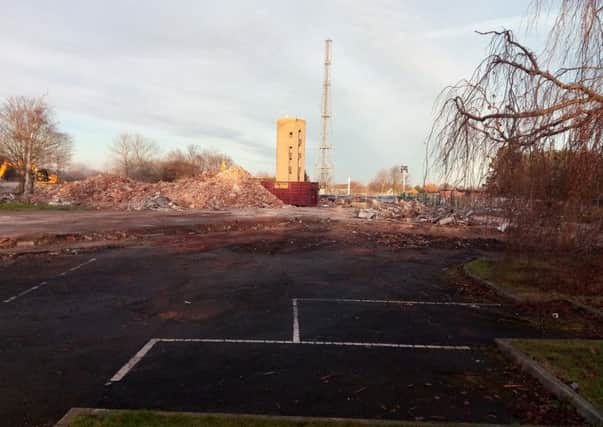 The ongoing demolition of the fire station and Merley Croft sites, near County Hall in Morpeth.