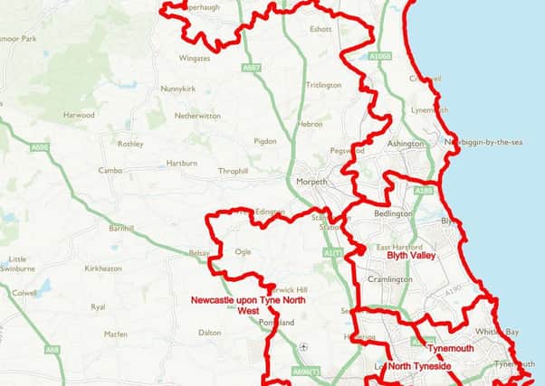 The proposed boundaries, with Morpeth in the new Hexham and Morpeth constituency; the disappearance of the Wansbeck constituency; and Ponteland East and Stannington in the Newcastle North West constituency.