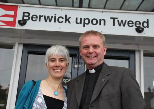 Bishop Mark Tanner and his wife Lindsay at Berwick Station.