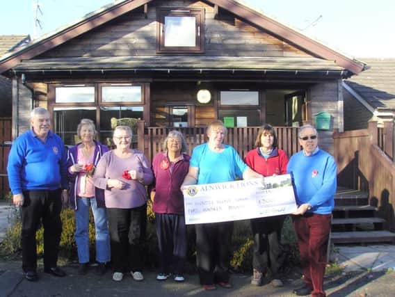 Alnwick Lions presented a cheque for Â£300 towards the Jeffrey Hughes Skateboard Park, Shilbottle, the target is Â£3,000. Pictured, Lions Tom Deedigan, right, and Bill McDonald, far right, with Edith Hood, Margaret Knox, Doreen Reid, Maureen Grey, Jan Glass.