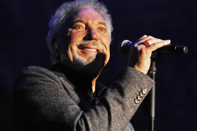 Sir Tom Jones on stage in Alnwick before the lights went out. Picture by Jane Coltman