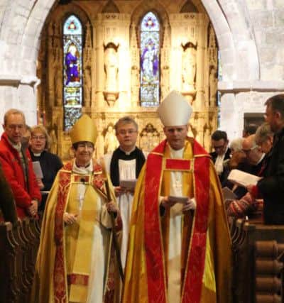 Mark Tanner, Bishop of Berwick with Bishop of Newcastle Christine Hardman.