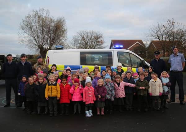 RAF Boulmer delivered road-safety advice to pupils from Longhoughton Primary School. Picture by Shavonne Geeson