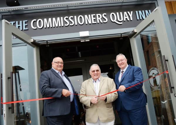 From left, Keith Liddell, CEO of The Inn Collection Group, Coun Dave Ledger and Coun Grant Davey open The Commissioners Quay Inn at Blyth.
