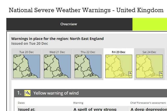 A weather warning has been issued by the Met Office
