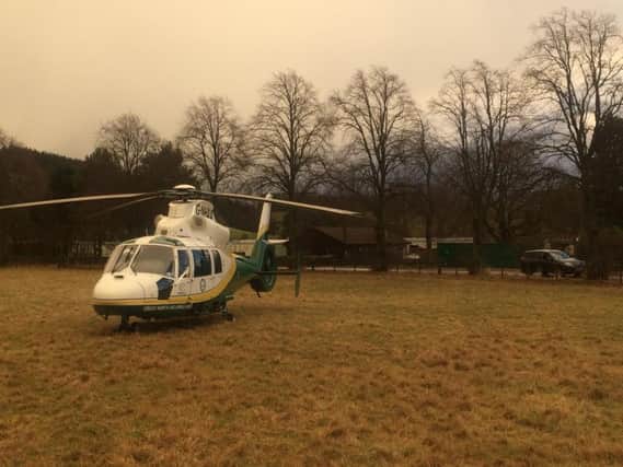 The Great North Air Ambulance on the scene at Clennell,