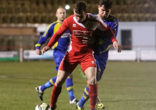 Ryan McGorrigan in action for North Shields before his move to Ashington. Picture by Ally Middleton