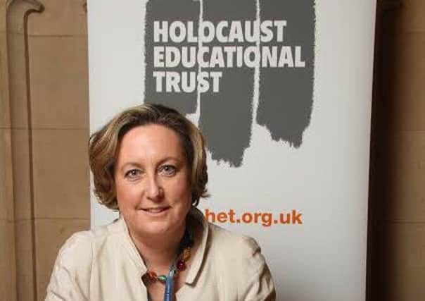 Berwick MP Anne-Marie Trevelyan signs the Holocaust Educational Trust Book of Commitment.