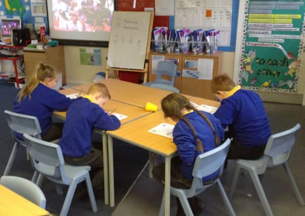 Children at St Michael's CE Primary School in Alnwick taking part in the writing competition.
