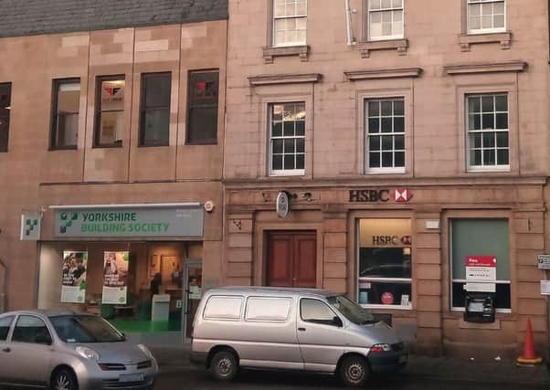 Alnwick's Yorkshire Building Society and HSBC branches.