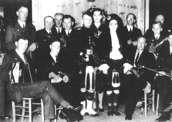 This photograph was supposedly taken at either Glanton or Whittingham Village Hall in 1938. The first three gentlemen standing, left to right Foster Charlton, Jack Armstrong and Bob Clark. Front left seated is Will Atkinson.
