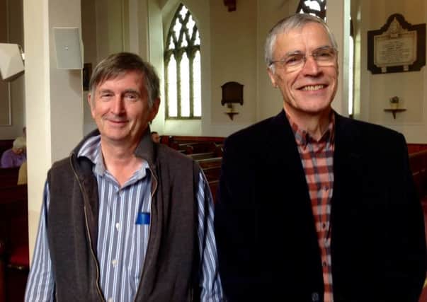 Bob Bolam (raconteur) and Alistair Anderson (concertina and Northumbrian pipes), who performed at the St George's United Reformed Church lunchtime concert.