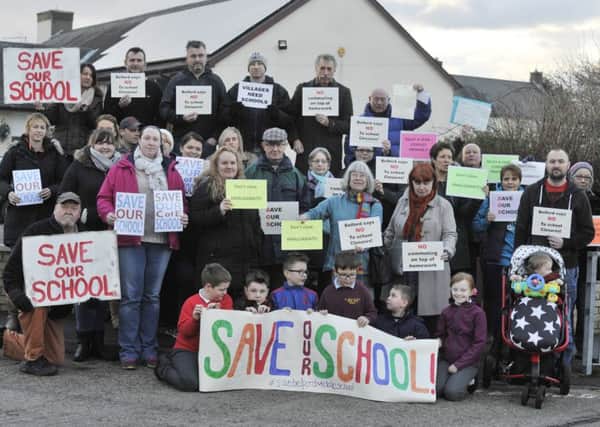 Locals protesting against the closure of Belford Middle School.
 Picture by Jane Coltman