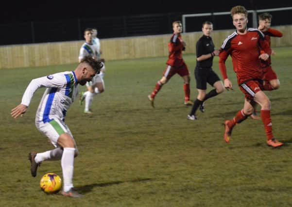 Michael Riley in action for Blyth Town on his debut.