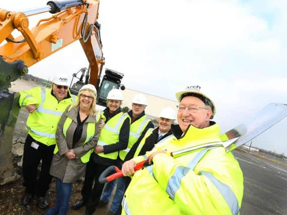 Council leader Grant Davey, right, council deputy leader and Arch chairman Dave Ledger, left, and Ashington councillors at the ground-breaking ceremony.