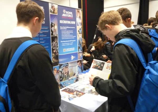 Students at the Duchess's Community High School, Alnwck, at the public services careers day.