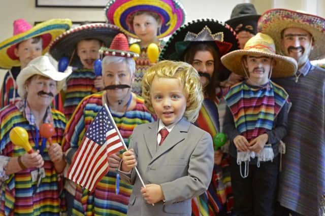 Donald Trump ( Jacob Whenray age 3) and some of his Mexican friends.
Global studies: Pupils and staff at Amble Links First School enjoyed a Round The World Day where they dressed up in costumes from a variety of countries and in the process raised funds for charity. The event was part of an on-going fundraising campaign for a school in Tanzania through the charity EdUKaid.
 Picture by Jane Coltman
 Picture by Jane Coltman