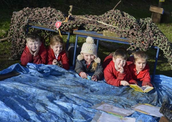 Pupils at Belford First School taking part in Birdwatch.
 Picture by Jane Coltman