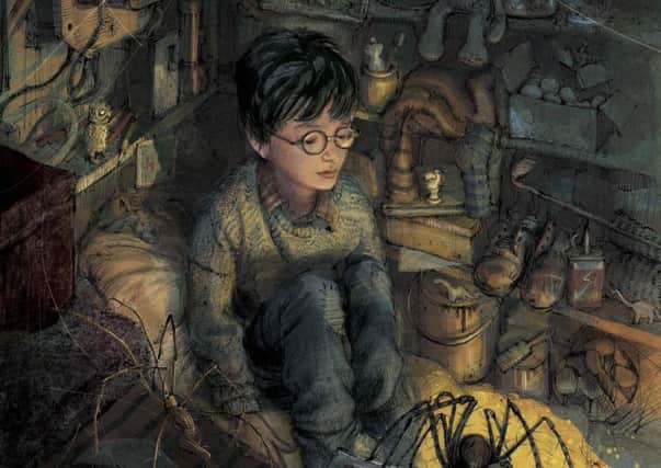 Harry Potter in a cupboard - drawing by Jim Kay for Bailiffgate Museum exhibition