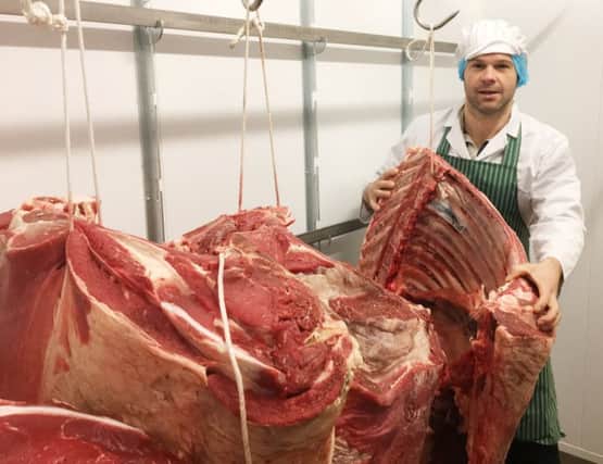 Turnbulls butchery manager Peter McEwan is pictured in the beef maturation unit at the shops new meat-processing plant.