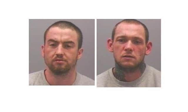 Mark Amis (left) and Gareth Downey, who were jailed after a series of armed robberies in Newcastle and North Tyneside.