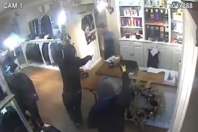 CCTV footage of Mark Amis and Gareth Downey armed robbery at Jules B clothes shop in Jesmond, Newcastle.
