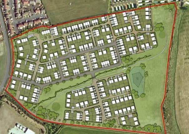 An indicative site layout of the draft proposals for homes on land at Percy Drive, Amble.