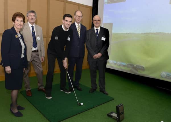 Golf professional David Twizell  at the opening of The Indoor Golf Studio at Whitley Bay Golf Club with Keith Atkinson, Lord Hastings, Norma Redfearn and Alan Gair.  
 Picture by Jane Coltman