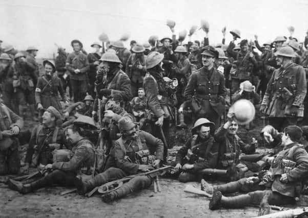 Men of 1st Battalion, Northumberland Fusiliers, after the attack on St Eloi,  March 27, 1916.