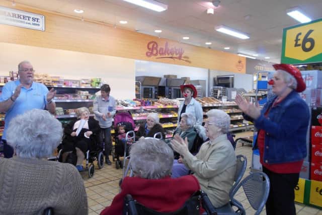 Some of the residents and staff at Chester Court Care Home sang a few songs to celebrate Red Nose Day in the Bedlington branch of Morrisons.