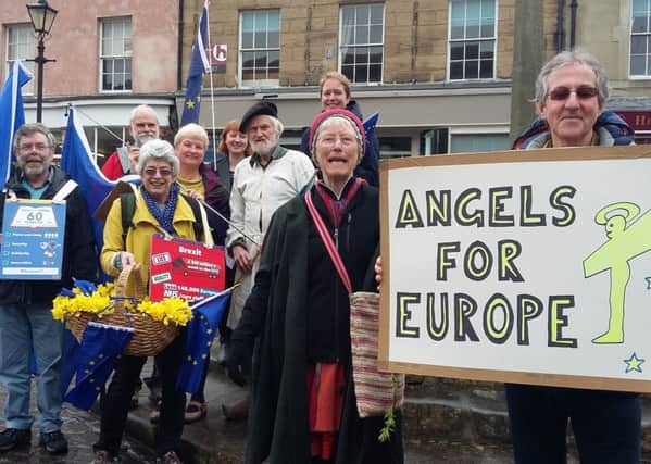 The Angels for Europe sang in Alnwick Market Place.