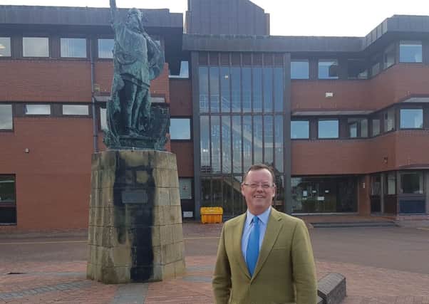 Coun Peter Jackson, leader of Northumberland Conservatives, outside County Hall in Morpeth.
