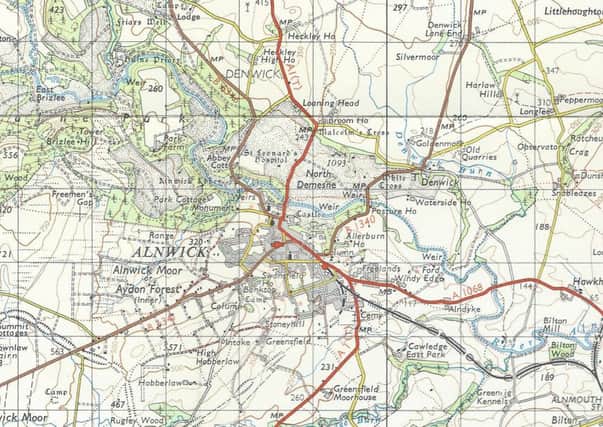 The Ordnance Survey map of Alnwick.