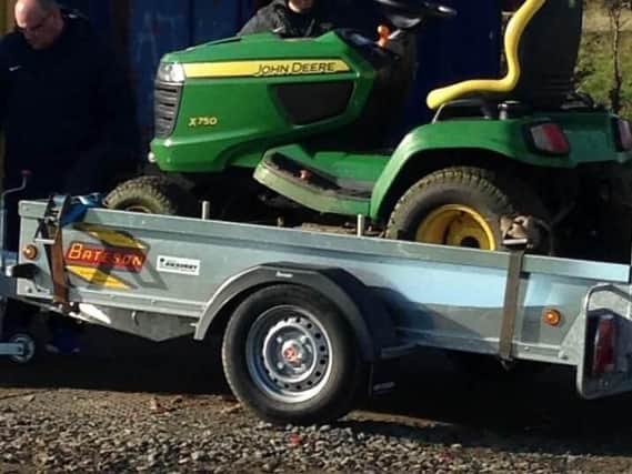 The mower and trailer stolen from Alnwick Town Juniors.